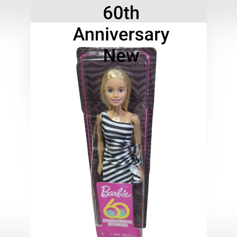 Barbie 60th Anniversary - 1959 Doll Black & White Dress New